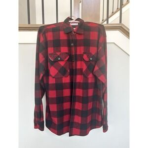 Wrangler Men's Red Black Buffalo Plaid Flannel Shirt Jacket Size Small Tartan